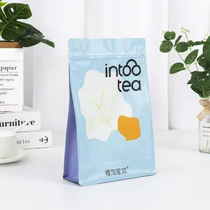 Yendi satış özel kendi marka taşınabilir düz alt ayakta duran torba kahve ambalajı fermuarlı çantalar için çay poşetleri