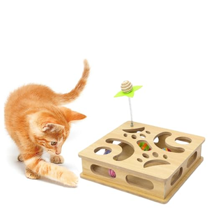 Sıcak Fırsat Kedi Bulmaca Oyuncağı Tırmalama Oyunu İç Mekan Spor Eğlencesi Ahşap Kutu Avlanma Kedisi Oyuncakları Paketlenmiş Karton Güvenli Dayanıklı Özel - Product Image 1