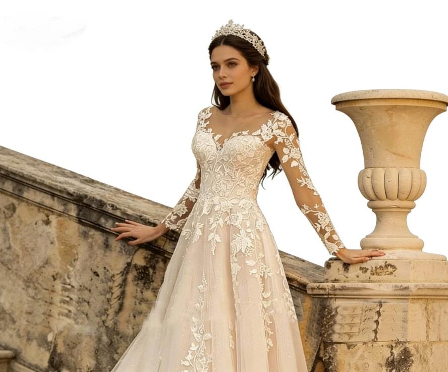 long sleeve lace slim wedding dress Simple Long Sleeve Lace Wedding Dress