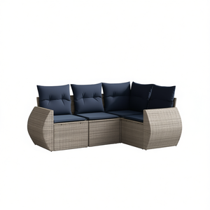 Ensemble de canapés de jardin en polyrotin avec coussins, 5 places, mobilier de patio extérieur, design contemporain, style moderne - Product Image 1