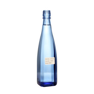 Fabricantes 250ml Botella de whisky de vidrio de color <span class=keywords><strong>azul</strong></span> Vodka Bebida vacía Vino Botella de agua mineral espumosa con tapón de rosca - Product Image 2
