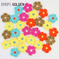 Prix usine Offres Spéciales coloré Fleurs Au Crochet Fait Main Petit Crochet Fleur Accessoires Pour Sac De Vêtements Chaussures Et bandeaux