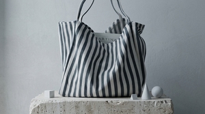 Large Capacity <strong>Navy</strong> Blue and White Striped Canvas Tote Shopping <strong>Bag</strong> with Handles Custom Logo Shoulder <strong>Navy</strong> Stripe <strong>Bag</strong> for Travel - Product Image 3