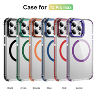 Étui de téléphone portable magnétique en acrylique transparent avec porte-lentille pour iphone 15 14 13 12 étui de téléphone à bordure colorée pour Galaxy s24 ultra