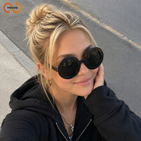 TWOOO T1829 Lunettes de soleil rondes surdimensionnées colorées avec logo personnalisé, style rétro simple et tendance, vente en gros d'usine