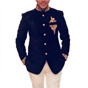 Conjunto de pantalón y sherwani para hombre con hermoso bordado en tela de terciopelo, talla grande, zapatos a juego, traje para fiesta. - Product Image 3