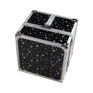 Estuche maletín de aluminio con cielo estrellado abierto doble, bolsa de cosméticos Itb, estuche de maquillaje de tocador, bolsa de cosméticos de viaje portátil con logotipo personalizado - Product Image 2