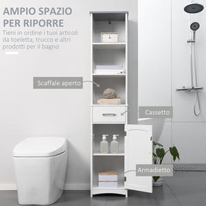 Mueble de baño kleankin con estante de 3 niveles, 1 cajón y 1 armario, 34x30x163cm - Product Image 4