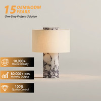 Lampe murale décorative moderne pour la maison et l'hôtel avec prise USB, charge par batterie, lampe de table LED en marbre avec abat-jour en tissu