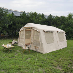 Tenda <span class=keywords><strong>da</strong></span> <span class=keywords><strong>Campeggio</strong></span> Gonfiabile Grande 13mq Colore Kaki, Tenda Invernale con Uscita per Camino - Product Image 1