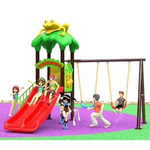 Perosotan Taman Bermain Luar Ruangan Anak, Set Tempat Bermain Ayunan Ukuran Kecil untuk Anak-anak