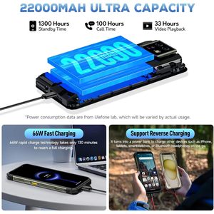 Ulefone Armor 24 โทรศัพท์มือถือที่ทนทาน แบตเตอรี่ 22000mAh แรม 24GB รอม 256GB หน้าจอ 6.78 นิ้ว FHD+120Hz พร้อมไฟสำหรับตั้งแคมป์ - Product Image 2