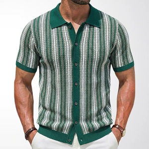<span class=keywords><strong>Polo</strong></span> da Uomo Premium a Maniche Corte in Maglia, Nuova Collezione Estiva, con Motivo <span class=keywords><strong>Jacquard</strong></span> a Righe, Ideale per un Look Business Casual - Product Image 4