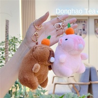 Porte-clés en peluche Capybara Pibala créatif avec son de ronflement et de bave, mignon, unisexe, ornement suspendu, poupée à agripper, en coton PP