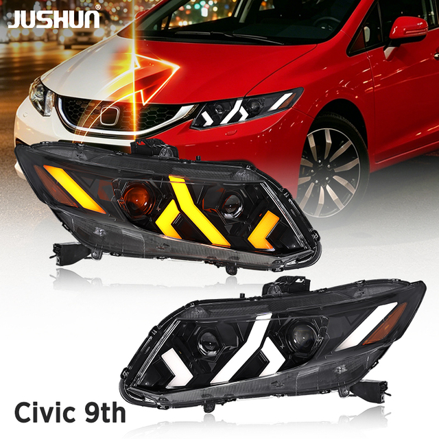 JUSHUN Lighting System for Honda Civic 9th 2012-2015 Headlight Upgrade for Lamborghini Stype LED Projetor Head Lamp Accessories