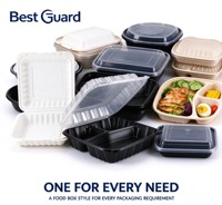 Meilleure boîte à bento carrée en PP à trois compartiments de qualité export, thermoformée sur mesure, de qualité alimentaire, pour la restauration rapide et le riz