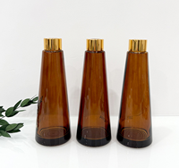 Vente en gros de flacons diffuseurs coniques en verre brun de 200 ml, flacons d'aromathérapie sans flamme en rotin avec bouchon à vis