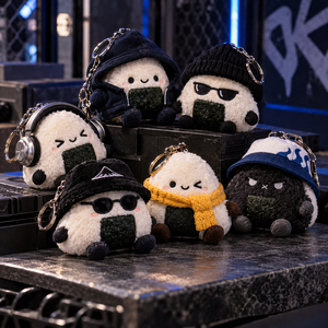 <strong>Street</strong> Style Onigiri Stuffed Keychain OEM Funny Food Plush Charm for Trend Stores, Pop-Up Gifts &amp; Youth Promotions - Product Image 1