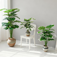 Plantes artificielles en pot Monstera, Palmier, Bananier, Grands arbres tropicaux en soie pour la décoration de la maison, du bureau, de l'hôtel, Vente en gros, Logo personnalisé