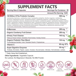 Probiotiques Digestifs Féminins de Haute Qualité 120 Milliards D-Mannose Extrait de Canneberge Biologique Améliore la Santé Intestinale Réduit les Odeurs - Product Image 6