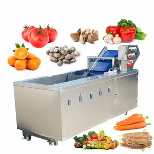 Industrial Squid Fruit Coconut Roller Large Scale Brush Automatic Clean Wash Machine For Bubble Coriander