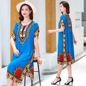 Vestido africano suelto para mujer Dashiki Tribe Totem 3D estampado largo bata femenina Riche Bazin Street Wear Vestido