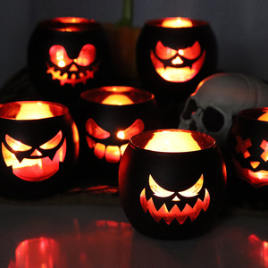 Lanterne de citrouille d'Halloween en métal noir avec visage sculpté, réutilisable, de haute qualité, pour la décoration de la maison et des fêtes - Product Image 3