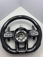 Volant en cuir noir et fibre de carbone forgée pour Mercedes-Benz W204 W205 W211 W213 W212 W222 EQA E550 G63 C63 AMG GThite