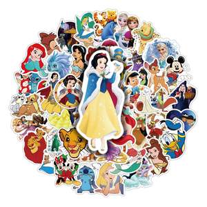 50pcs autocollants adhésifs jouets pour enfants belle bande dessinée neige blanche <span class=keywords><strong>Ariel</strong></span> Belle princesse autocollant cadeaux promotionnels étanche - Product Image 5