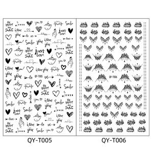 Autocollants durs minces européens et américains transfrontaliers feuilles creuses noires et blanches lettres de visage humain Cactus décalcomanies 3D pour ongles - Product Image 3