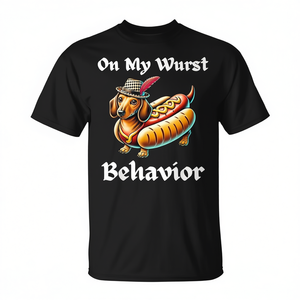 Camiseta del Oktoberfest con diseño alemán de Dachshund Dog On My Wurst Behavior - Product Image 2