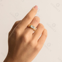 Bague Femme Chunky en Or S925 avec Topaze Bleue Taille Émeraude et Zircon, Style Vintage, Vente en Gros Gemnel