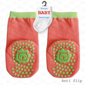 Calcetines Antideslizantes para Bebé Niña de 0 a 3 <span class=keywords><strong>Meses</strong></span>, Color Rosa, con Diseño de León, Personalizables con Logotipo y Texto, Calcetines Divertidos con Animales para Bebés - Product Image 1