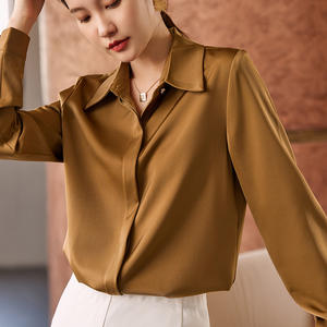 Atasan blus wanita hitam abu-abu biru kualitas tinggi elegan kemeja <span class=keywords><strong>Formal</strong></span> berkelas pakaian kerja komuter - Product Image 4