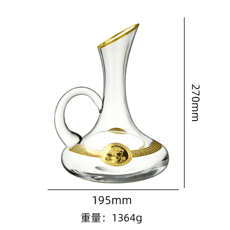 Elizabeth gold decanter-big bottom-beveled mouth