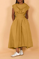 Robe décontractée populaire et élégante pour femme, couleur unie, col rond, coupe ample, en nylon tricoté, collection 2026