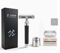 Coffret Cadeau Rasoir de Sécurité Premium pour Hommes – Rasoir Double Lame pour Rasage Humide, Support Chromé, Lames, Pochette en Cuir, Boîte de Luxe