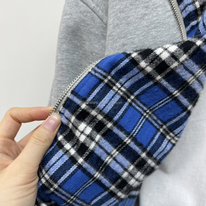 Haute Qualité Boxy Plaid Zipper Hoodie Personnalisé Poids Lourd Cropped Hoodies Fabricants Réversible Surdimensionné Zip Up Hoodie Hommes - Product Image 5