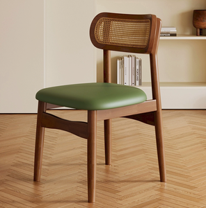 Sedia in Legno Massello Stile Nordico con Schienale Intrecciato in Rattan, Design Retrò, Moderna e Semplice per Hotel, Sala da Pranzo e Cucina - Product Image 5