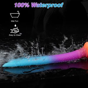 Dildo réaliste en silicone liquide en forme de longue tentacule de pieuvre, pénis de monstre dragon, <span class=keywords><strong>plug</strong></span> anal lumineux avec ventouse pour stimulation du point G - Product Image 5