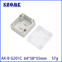Boîtier étanche IP65 64x58x35mm avec couvercle transparent en PC et base en ABS pour capteur IoT et module de contrôle intelligent