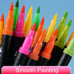 Ensemble <span class=keywords><strong>de</strong></span> stylos pinceaux double embout colorés avec logo personnalisable pour la peinture, marqueurs artistiques, stylos pinceaux multifonctionnels - Product Image 4