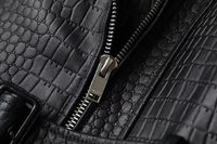 Veste en cuir véritable grain crocodile de luxe pour femme, style urbain, avec fermeture éclair intégrale, vêtement motoriste
