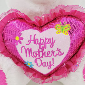 Peluche personalizzato orsacchiotto giocattoli per la festa della mamma con <span class=keywords><strong>cuore</strong></span> <span class=keywords><strong>rosa</strong></span> mascotte per la festa della mamma bambola bianca ripiena di orsacchiotto - Product Image 2
