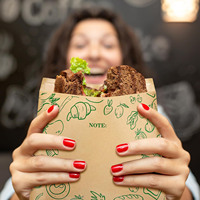 Sacs à sandwich en papier refermables avec motifs végétaux pour le stockage des repas, l'emballage des sandwichs et des collations