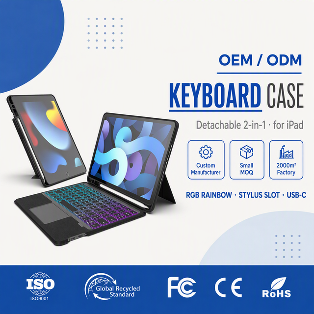 New Detachable Wireless RGB Backlit Ultra Thin Split Magnetic Keyboard Case for iPad 10.2/10.5/10.9/11/12.9 Trackpad 118C