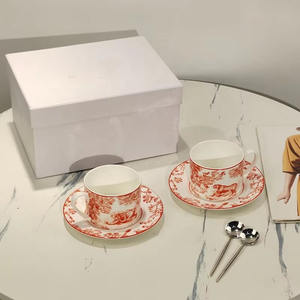 ชุดถ้วยเซรามิกหรูหราสไตล์ตะวันตกพร้อมจานรอง ถ้วยกาแฟแบบพกพา ดีไซน์ทันสมัย สำหรับดื่มชายามบ่าย ถ้วยกาแฟตุรกี ชุดกาแฟลายสัตว์ - Product Image 4