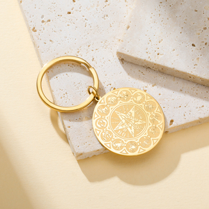 Collana in Acciaio Inossidabile con Ciondolo dei 12 Segni Zodiacali, Amuleto di Protezione Vintage Esoterico Wiccan, Set di Gioielli Pagani - Product Image 5