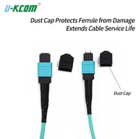 Kabel Patch Fiber Optik Multimode OM3 12 Core 10G MPO Male ke MPO Female Kelas Carrier Harga Pabrik, Jaket LSZH, Dapat Disesuaikan