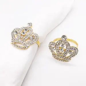 Metal Gold Silver Rhinestone Crown Shaped Stainless American Wedding Crystal Napkin Ring
